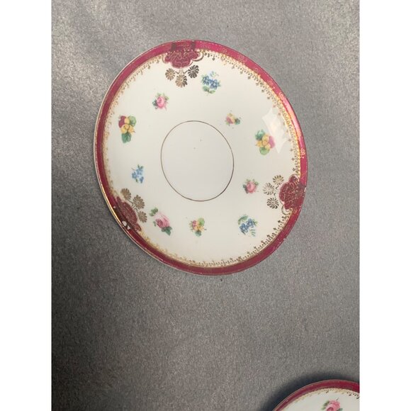 Victoria Austria Vintage Porcelain 3 Tea Cup & 2 Saucer Set - Picture 10 of 16